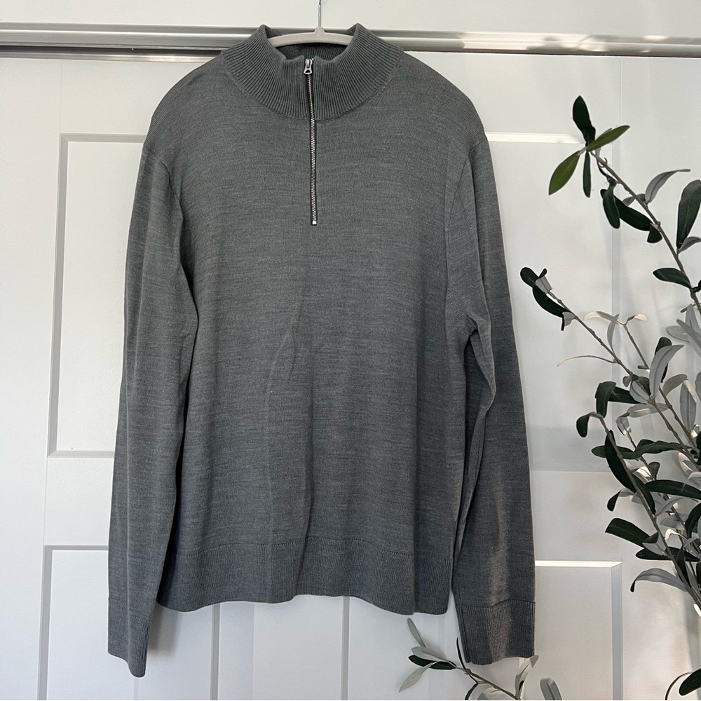 J. Crew Gray Zip Up Sweater Classic Knit